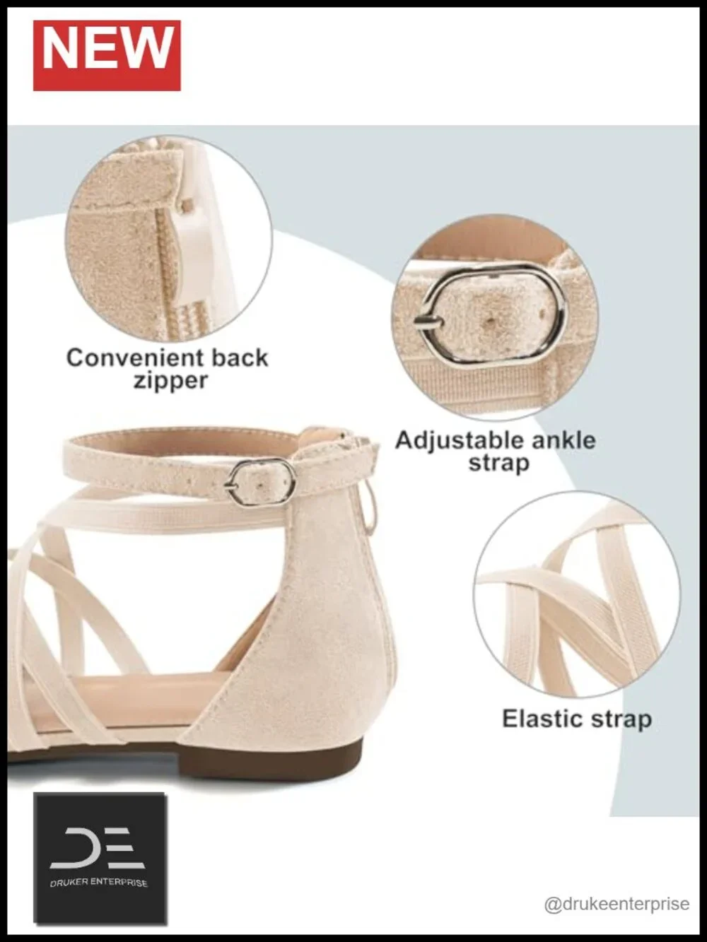 Comfortable Ballet Flats with Zipper, Cushioned Insole, Pointed Toe for Work &